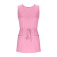 thumbnail image 7 of JoveMarine Dresses for Women Summer Casual V-Neck - Drawstring Waist Short Beach Vacation T-Shirt Dress with Pockets, Sleeveless Lightweight,Pink L, 7 of 7