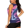 thumbnail image 3 of Balery Hawaiian Beach Dolphin Camiseta sin mangas estampada ligera para mujer, tops de entrenamiento sin mangas, camisetas de yoga transpirables de secado rápido.-Large, 3 of 7