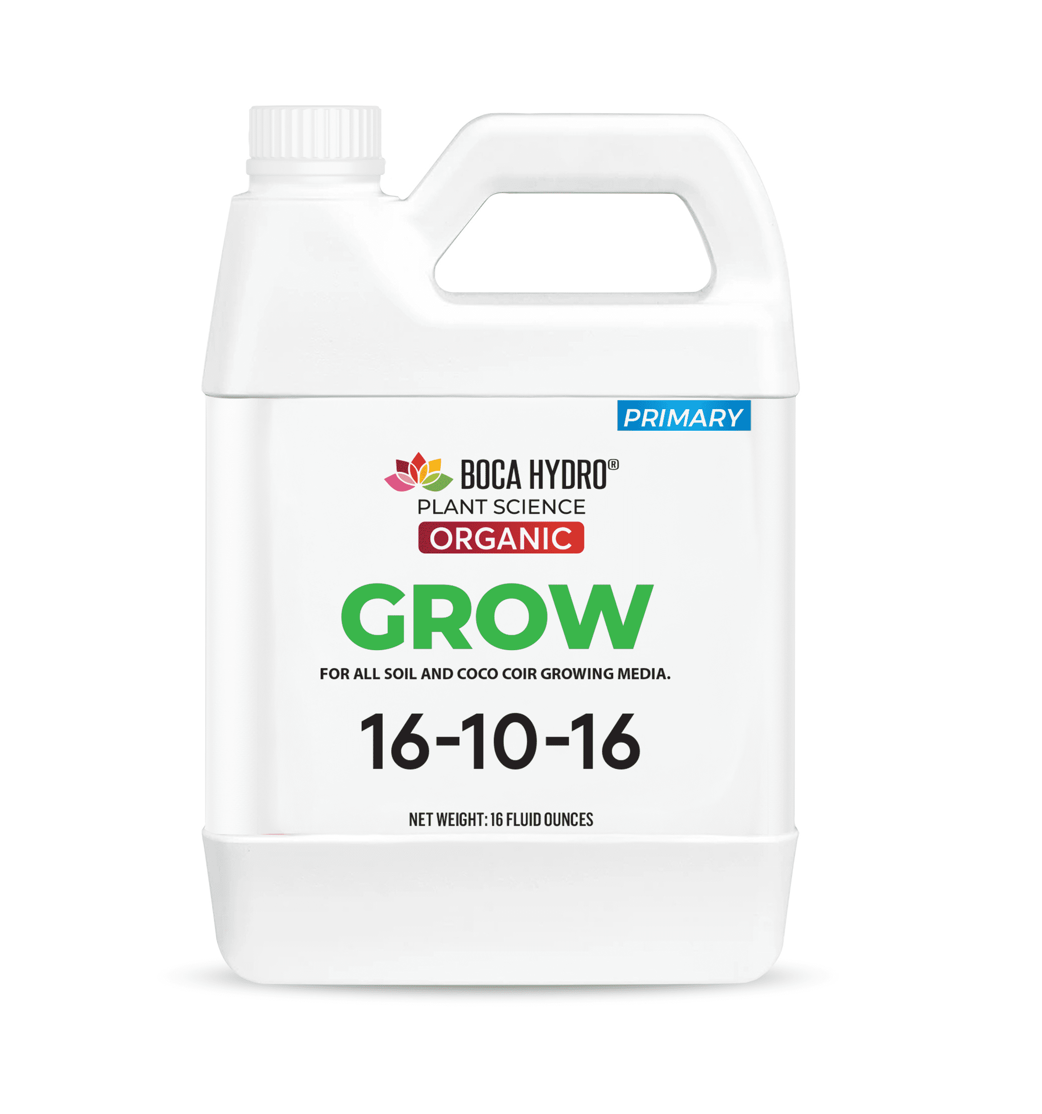 Boca Hydro Grow Soil – Organic Liquid Plant Food 16-10-16 NPK | Base Grow Fertilizer with Amino Acids & Micronutrients | Complete Organic Nutrition for Strong Vegetative Growth, Healthy Roots, and Vi