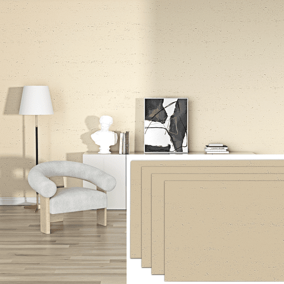 4-pack 3d Faux Stone Wall Panels 24"x48", Flexible MCM Wall Cladding Sheets, Covers 31 Sq.ft., Bendable Decorative Wall Covering, For Living Room, Fireplace, Hotel Background, Travertine Beige