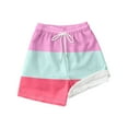 thumbnail image 2 of FASHOFT Boys Swim Trunks with Mesh Liner Color Block Comfortable Swimming Shorts Stretchy Quick Dry Kids Board Shorts Pink, 2 of 4