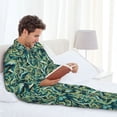 thumbnail image 6 of Wukai Octopus Men's Long-Sleeve Pajama Set - Comfortable Sleepwear with Button-Down Shirt and Pants-Large, 6 of 7