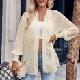 thumbnail image 3 of QUYUON Womens Lightweight Cardigan Discount Long Sleeve Oversized Cardigan for Women Polyester Knit Coat Cardigans Women Cardigan Jacket Style Q-3896 Winter Knit Sweater Outerwear Coat Beige M, 3 of 7