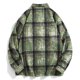 thumbnail image 4 of Blusa y camisa de manga larga con cuello vuelto para hombre, estilo informal, a cuadros, con bolsillos y botones, de licra, 4 of 8