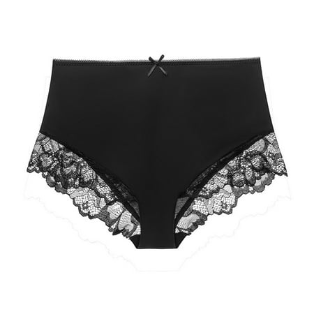 Pavied Cotton Underwear Plus Size Underwear High Waisted Underwear For Women No Muffin Top Full Coverage Briefs Soft Stretch Ladies Panties High Waisted Underwear Panties for Women Black S