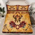 thumbnail image 2 of Homewish Western Bull Skull Twin Sheet Sets 3pcs for Boys Girls,Vintage Aesthetic Twin Fitted Sheet Microfiber,Chic Floral Flowers Breathable Flat Sheet,Luxury Bedroom Decor, 2 of 7