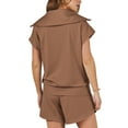 thumbnail image 4 of Fantaslook Womens 2 Pieces Outfits Half Zip Lapel Collar Lounge Set Cap Sleeve Summer Sets with Pockets, 4 of 9