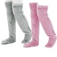 thumbnail image 6 of 2 Pairs Women Winter Leg Warmer Fuzzy Plush Over Knee Slipper Socks Solid Color Warm Thigh High Home Sleeping Stockings, 6 of 8