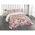 thumbnail image 3 of Ambesonne Flowers Quilted Bedspread Set 3 Pcs, Shabby Plant Rose Floral, King Size, Multicolor, 3 of 5
