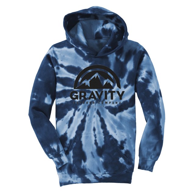 GOC Mountain Water-Based Mens Tie-Dye Pullover Hoodie - Navy - Medium