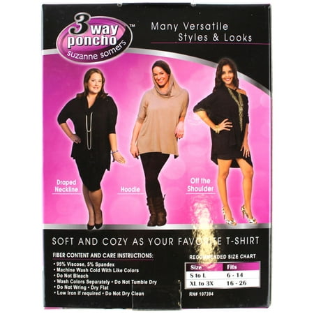 3-Way Black Poncho, Small to Large