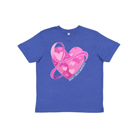 Inktastic Breast Cancer Awareness Pink Ribbon Around Heart Youth T-Shirt