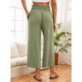 thumbnail image 2 of Weardear Womens Summer Casual Loose Pants Cotton Cropped Wide Leg Pants Straight Elastic High Waist Trousers with Pockets, 2 of 5