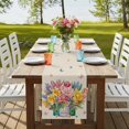 thumbnail image 4 of Table Runners 70 Inches Long Dress Scarves, Spring Floral Farmhouse Coffee/Dining/Kitchen Table Decor, Holiday Table Runner, Watercolor Lavender Daisy Butterflies Linen 13x70 Inch, 4 of 9