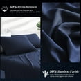 thumbnail image 2 of ALANDA Pillow Cases, 2 Pack King Size Cooling Pillow Cases with 100% Bamboo & Linen Fiber, Breathable, Ultra Soft, Anti-Static, Machine Washable Envelope Hotel Pillowcases - Dark Blue, 2 of 7