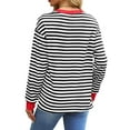 thumbnail image 5 of Fantaslook Striped Long Sleeve Shirts for Women Crewneck Tunic Tops Color Block Blouses Fall Pullover, 5 of 8