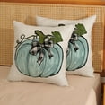 thumbnail image 5 of Fall Pillow Covers 18x18 Set of 2 Teal Blue Pumpkin Leaves Fall Decor Pillowcase Autumn Harvest Thanksgiving Decorative Outdoor Throw Pillow Covers Linen Farmhouse Cushion Case for Couch Home, 5 of 6