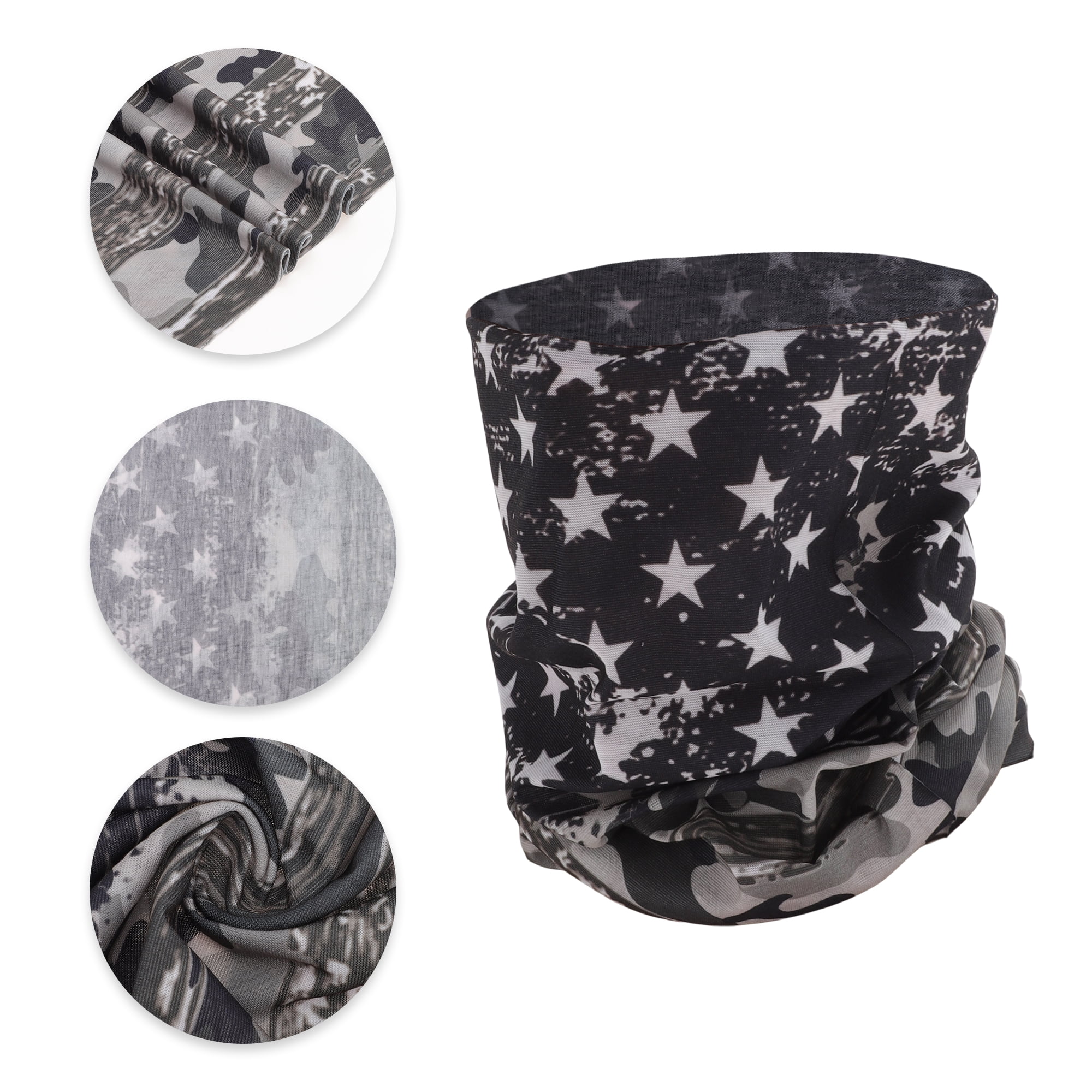 Unique Bargains Stars Pattern Face Scarf Mask Black Gray 1 Pc