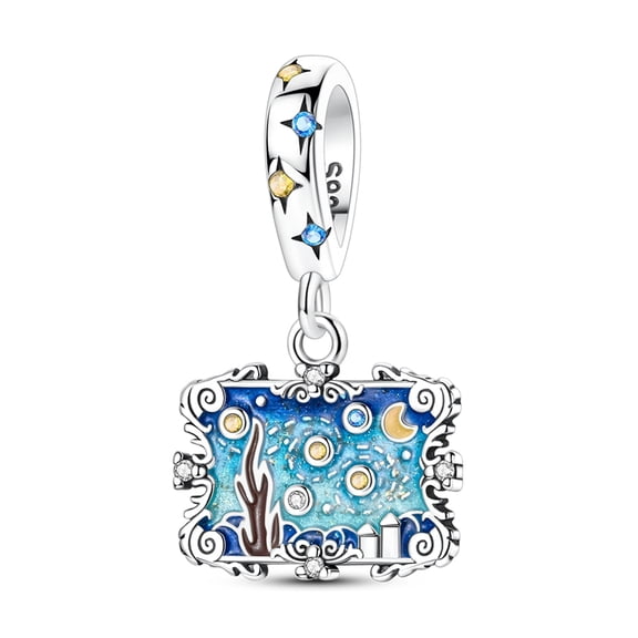 Starry Night Painting Charm, Compatible with Most Bracelet, Charm for Bracelet