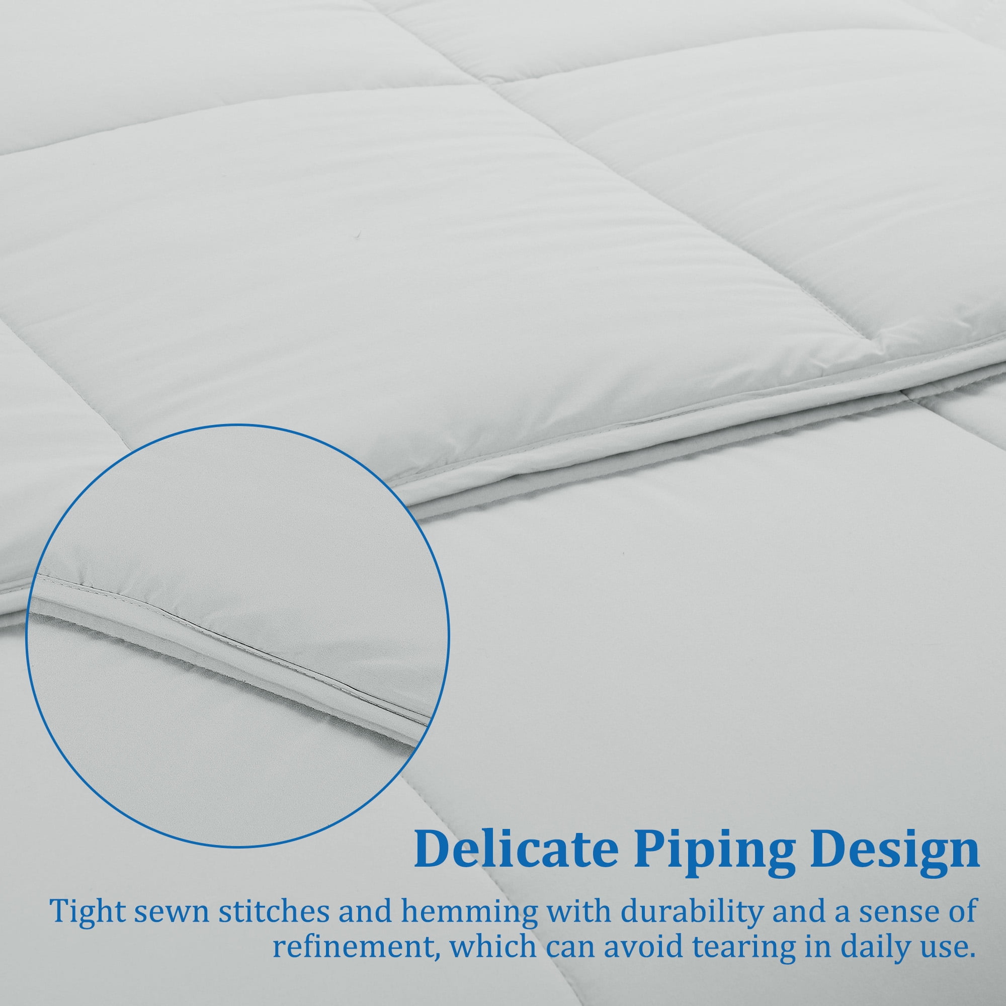 Unique Bargains Quilt Soft Lightweight Down Alternative Comforter Light Gray King