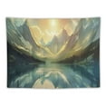 thumbnail image 5 of PRATYUS  Mountain Tapestry, Sunrise Scenario of Meadows Featuring Groovy Mounts with Lake Clouds,Wall Hanging Decor for Bedroom Living Room Dorm, Peach Fawn Painting, 5 of 6