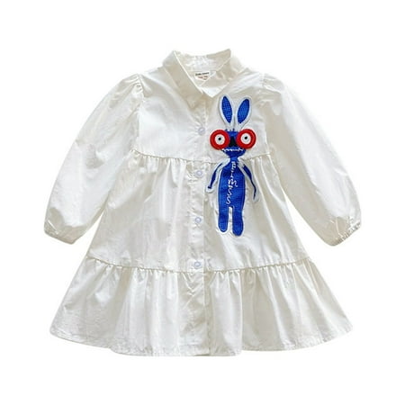 

Girls Embroidery Shirt Dresses Long Sleeve Dresses Easter