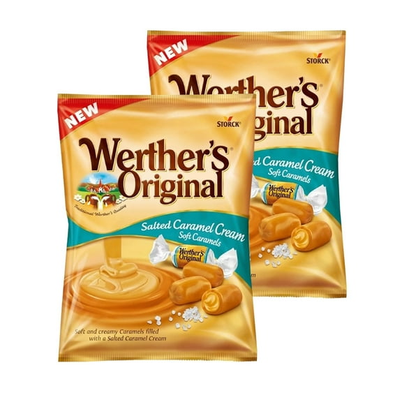 Werther's Original Salted Caramel Candy, Individually Wrapped Werther Soft Caramel 2.22oz - (Pack of 2)
