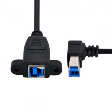 Xiwai Cable USB 3.0 Back Panel Mount B Type Female To Right Angled 90 Degree B Type Male Extension Cable 0.5m