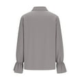 thumbnail image 5 of Women's Dressy Ruffle Blouse Long Sleeve Deep V Neck Zip Smocked Cuff Victorian Shirt Tops, 5 of 8