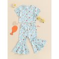 thumbnail image 6 of Aojekbee Girls Summer 2PCS Pants Sets Short Sleeve Crewneck Tops Chicken Print Flared Pants Sets, 6 of 10