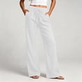 thumbnail image 5 of Wlynlyn Women's Wide Leg Pants Summer Cotton Linen Loose Casual Vacation Palazzo Trousers with Pockets Spring Clothes(X-Large,White), 5 of 9