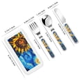 thumbnail image 2 of Easygdp Sunflower Starry Night Vibes 3-Piece Flatware Set Kids Silverware, Stainless Steel Toddler Kids Utensils Safe for Preschooler Children, 2 of 8