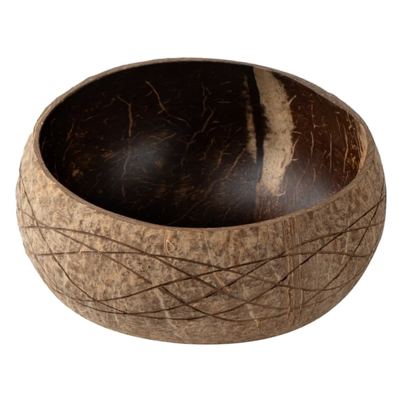 Restaurantware Handmade Coconut Bowls 10 Count 21.18 Oz Handmade Carved Bowl Unique Design, Natural Material Tan Reusable Freezer-Friendly Sustainable Dining Tropical Serving