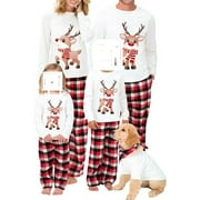 Diconna Family Matching Pajamas Set Christmas Sleepwear Parent-Child Pjs Outfit for Xmas Holiday Party White Dog XXXXL