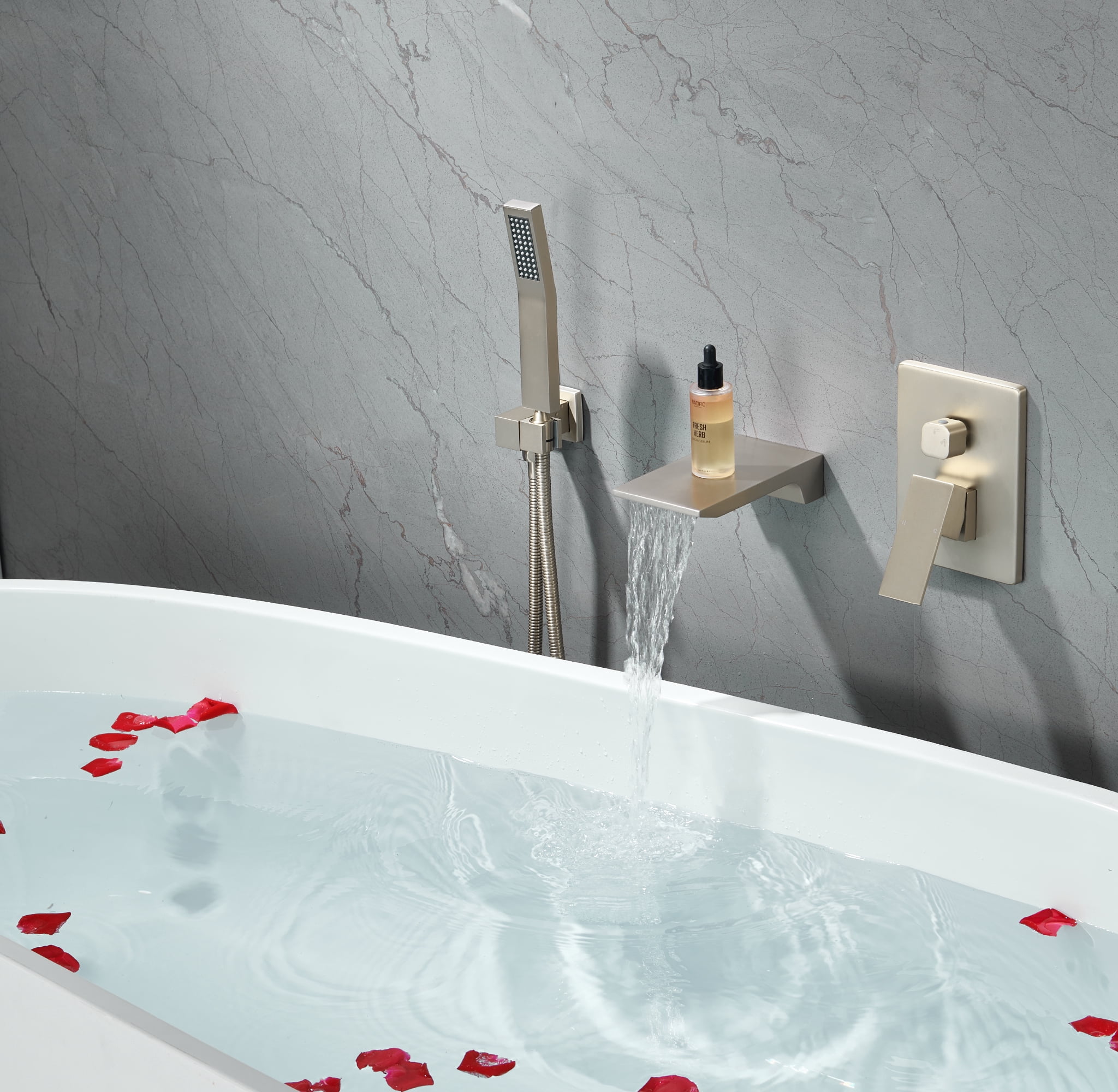 Tub Shower Faucets Sets Complete Brushed Gold Bathtub Shower System with Tub Spout, Bathtub Faucet Set Tub and Shower Faucet Combo Trim Kit with Rough-in Valve