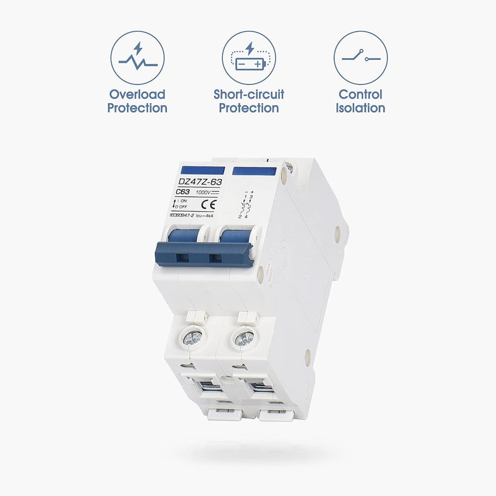Dc Miniature Circuit Breaker 2 Pole 1000V 32 Amp Isolator Dc Disnnect Switch 63A YIWEI