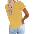 thumbnail image 2 of Summer Short Sleeve Women Solid Color Crew Neck Casual T-Shirt, 2 of 3