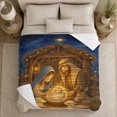 thumbnail image 5 of decorative motif Holy Family Manger Scene Peaceful Christmas, Festive decorative motif Scene, Warm Flannel Blanket for Living Room and Family Room, Art Lovers Christmas Gift, Festive Home Decor, 5 of 9