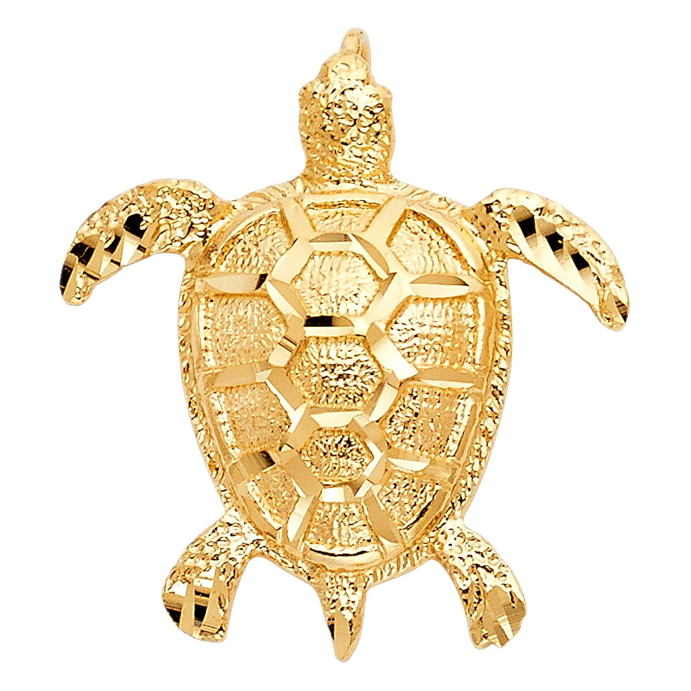 JewelryWeb - 14k Yellow Gold Turtle Pendant Necklace 28x31mm Jewelry Gifts for Women - 3.4 Grams ...