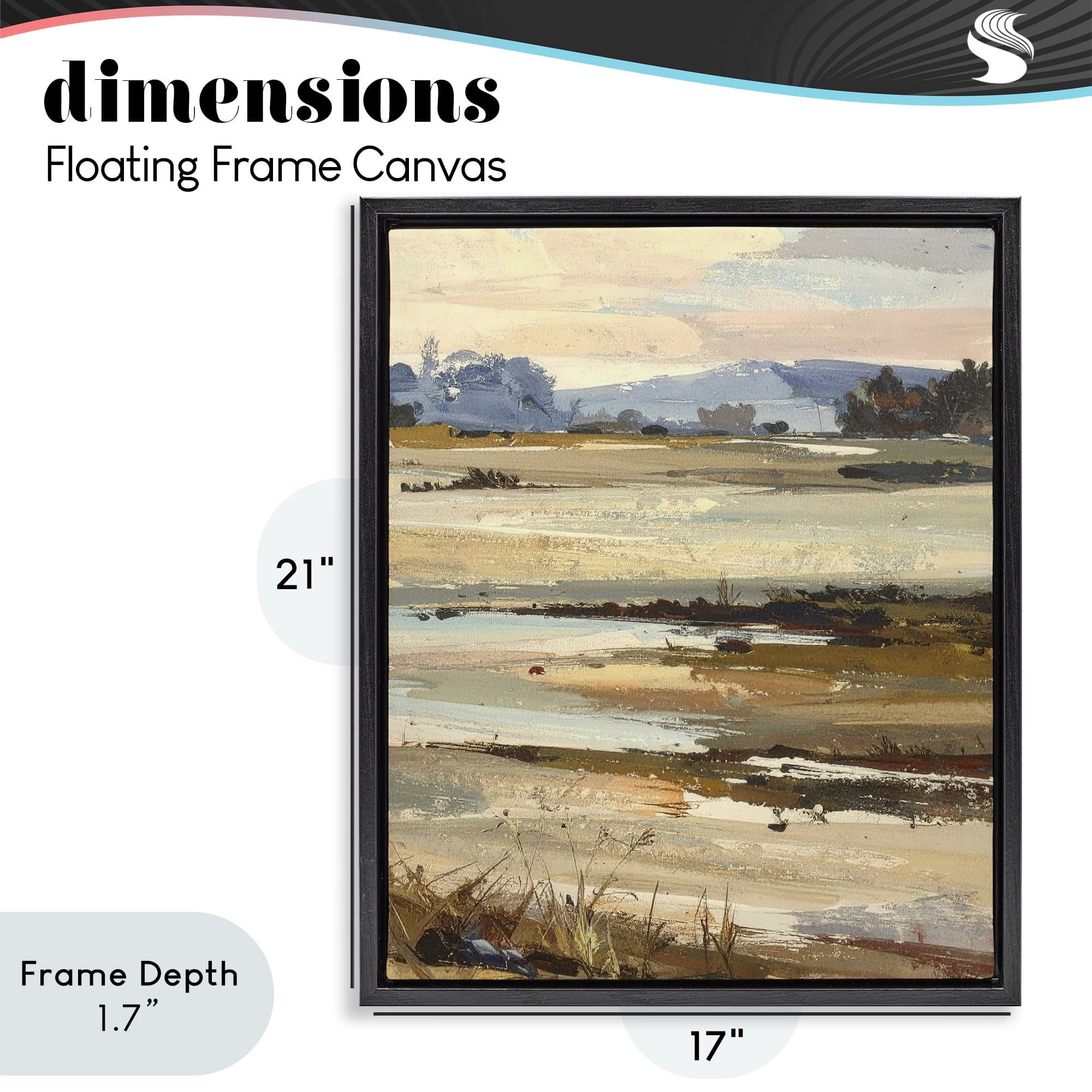 Stupell Industries Distant Horizon Portrayal Black Framed Floater Canvas Wall Art, design by Alonza Saunders