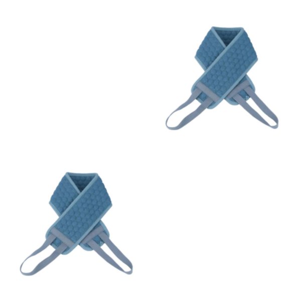 Injueey Toalla exfoliante de ducha elegante y duradera para fregar el cuerpo Toalla de baño ducha depurador de espalda azul azul 2piezas