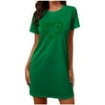 thumbnail image 4 of Sakmal Moomoo Nightgownss for Women Soft St Patrick's Day Short Sleeve Moomoo Dress Short Irish St Paddys Day Shamrock Print Ladies Nightgown S, 4 of 5