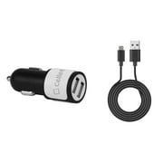 Cellet Car Charger for Samsung Galaxy A14 5G - 10W Dual USB Port Auto Power Adapter (with Type-C to USB Cable) - White