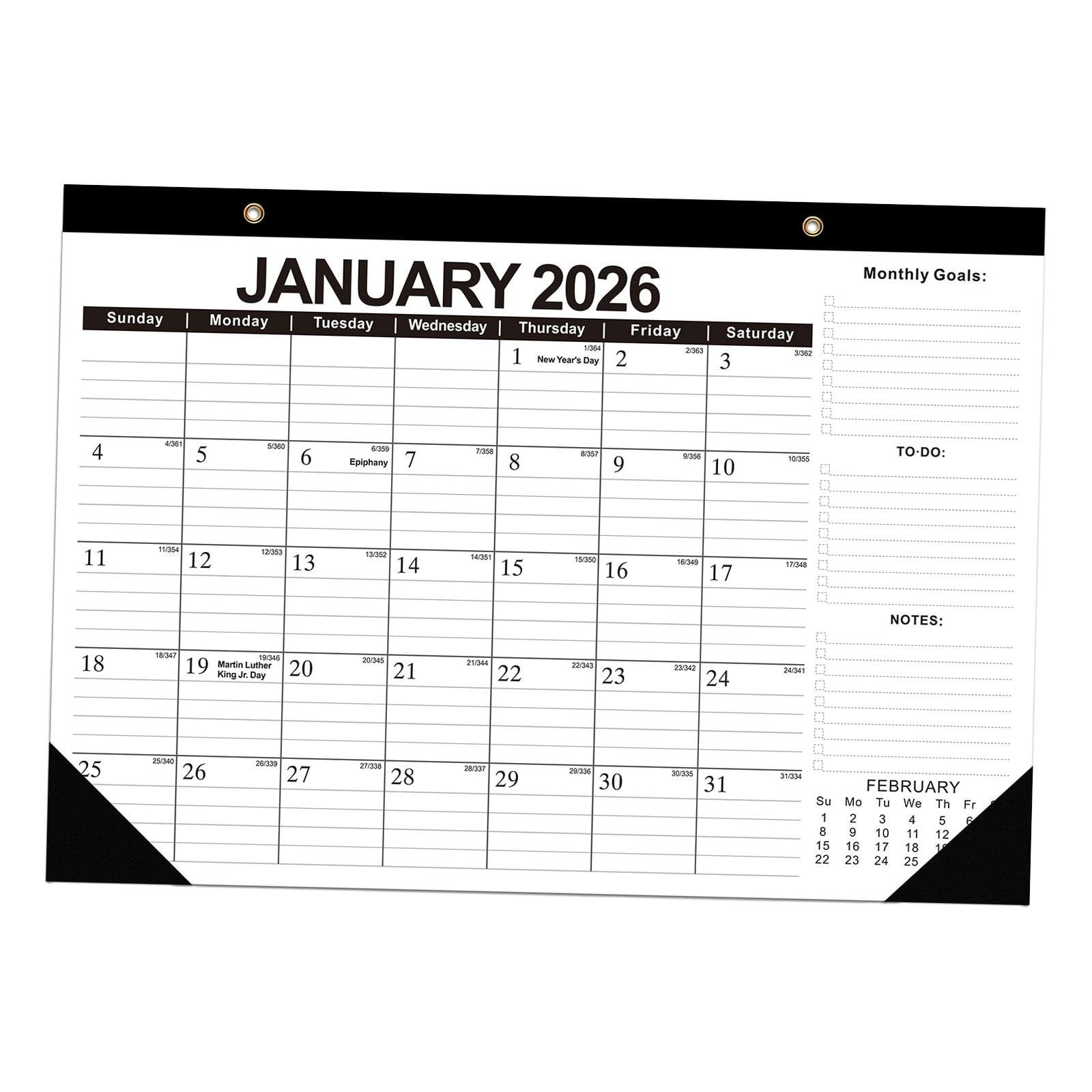 2026-2027 Desk Calendar 18 Months Planner with Notes Section and Goals for Classroom Office Home Tabletop Scheduling
