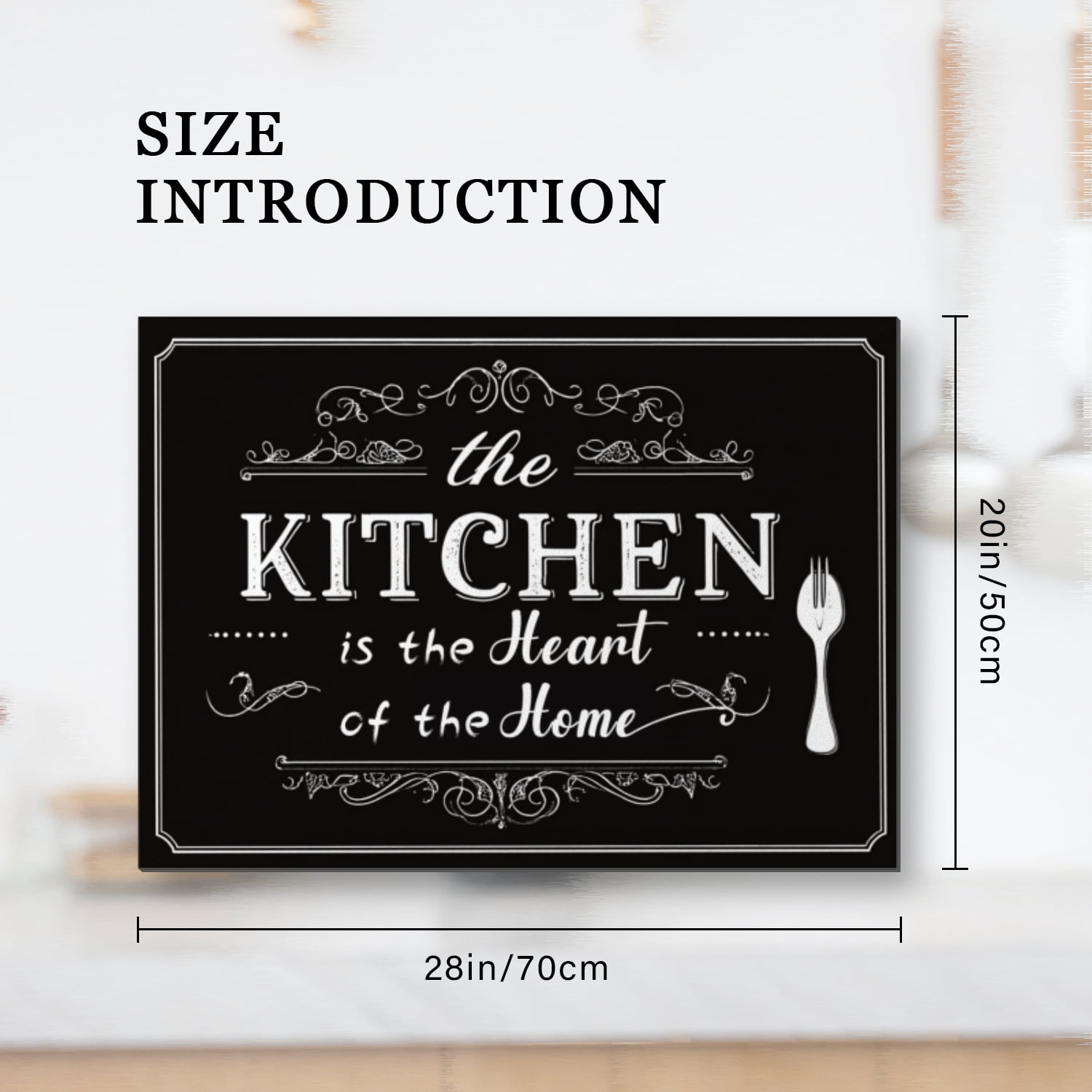 Square Ceramic Stove Top Cover, Spoon on Black Canvas Kitchen is The Heart of The Home Waterproof Stovetop Protector Mat, Multipurpose Foldable Pad for Kitchen RV (28×20 Inch)