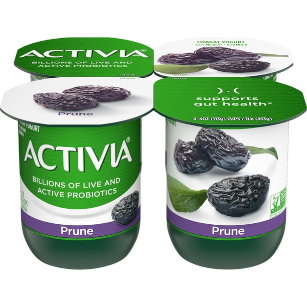 Activia Low Fat Probiotic Prune Yogurt, 4 Oz. Cups, 4 Count Walmart