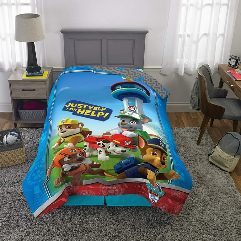 Twin size paw shop patrol bed set