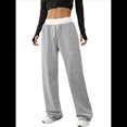 thumbnail image 3 of Pantalones Deportivos Anchos con Cintura de Contraste de Color y Hebilla de Cordón para Mujer. Gris M, 3 of 8
