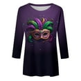 thumbnail image 4 of Summer Tops for Women Shirt of Women Loose Womens Tops Space T Shirt Short Sleeve Women's T Shirts Casual Casual Ladies Long Sleeve Shirts with Women's Summer Small Long Dark Purple 3XL, 4 of 4