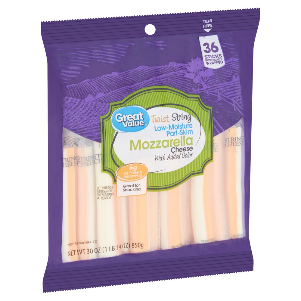 Great Value Twist String LowMoisture PartSkim Mozzarella Cheese, 36